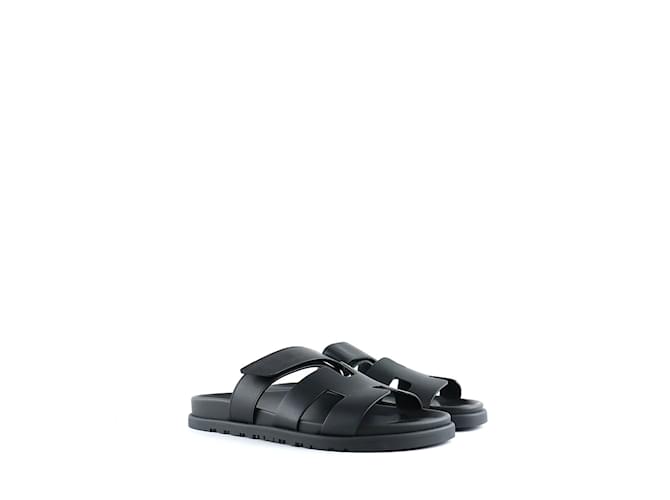 Hermès HERMES  Sandals T.eu 37 leather Black  ref.1229073