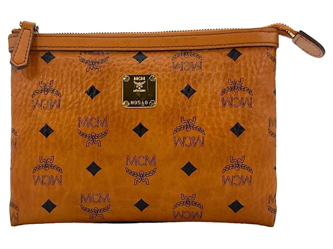 MCM Heritage Etui Pochette Mini Bag Clutch Borsa per cosmetici Borsa piccola Cognac  ref.1229111