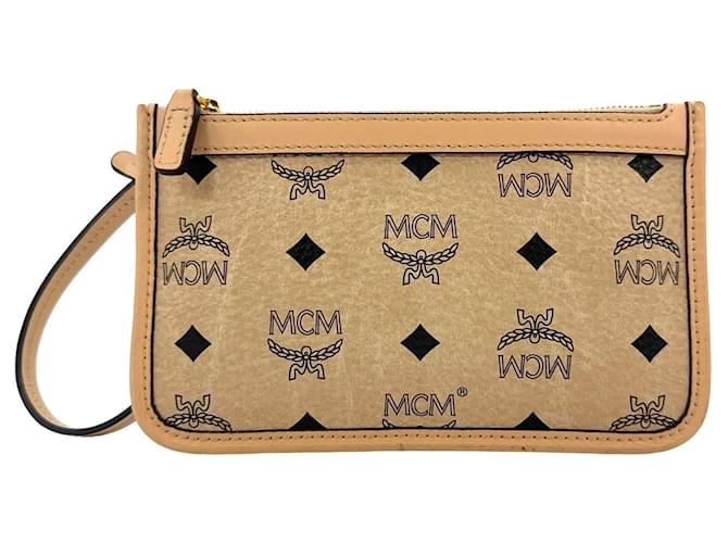 MCM Visetos Etui Pochette Mini Bag Cosmetic Bag Small Ivory Bag Clutch  ref.1229114