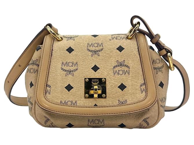 MCM Shoulder Bag FlapBag Crossbag Bag Ivory Bag Small LogoPrint  ref.1229116