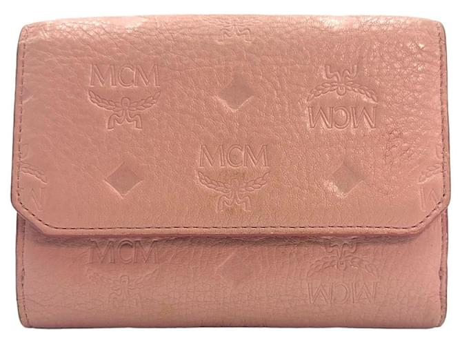 MCM Leather Wallet Pink Old Pink Wallet Wallet Card Holder Case Medium  ref.1229117