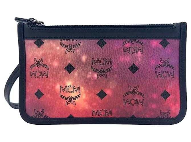 MCM Visetos Etui Pochette Mini Bag Cosmetic Bag Piccola borsa viola rosa Pochette Multicolore  ref.1229120