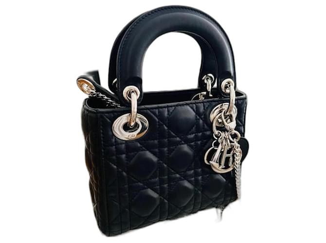 Christian Dior Lady Dior mini Cuir Noir  ref.1229137