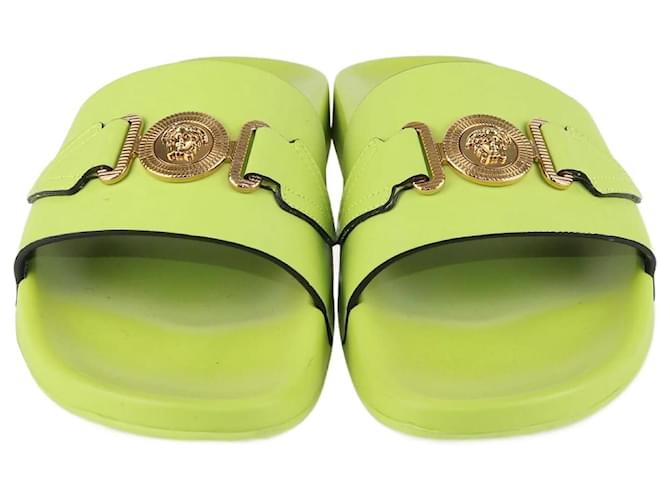 Versace Green Medusa Biggie Slides Leather  ref.1229147