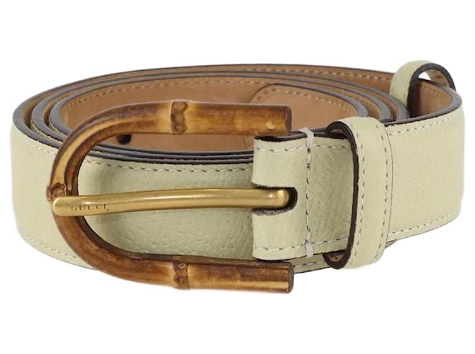 Gucci Light Green Bamboo Buckle Belt Leather  ref.1229156