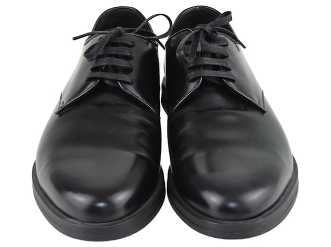 Prada Chaussures plates noires à lacets Cuir  ref.1229163
