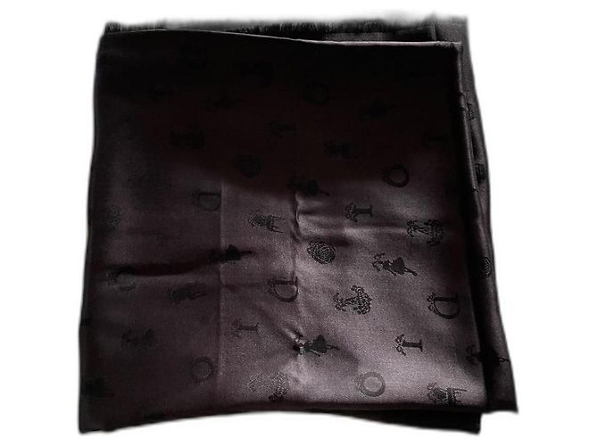 Lenço Dior de seda e lã marrom 140x140 cm