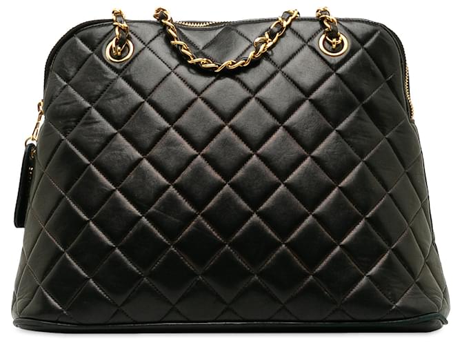 Chanel Black Quilted Lambskin Dome Shoulder Bag Leather  ref.1229422