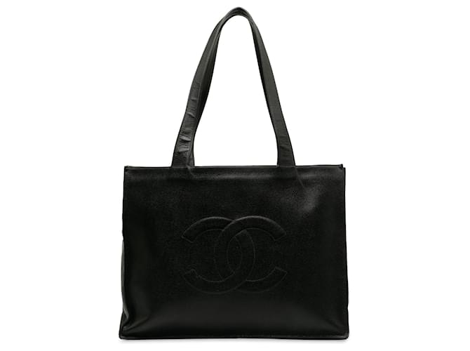 Chanel Black Caviar CC Tote Bag Leather  ref.1229426