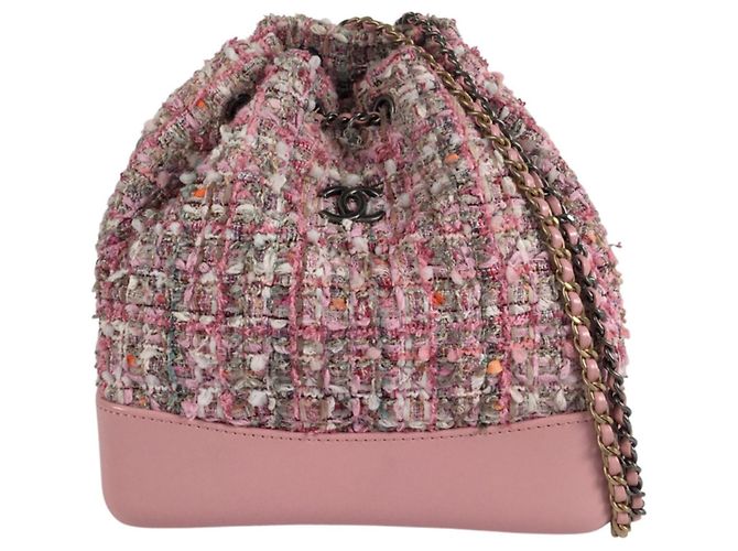 Chanel Pink Tweed Gabrielle Drawstring Backpack