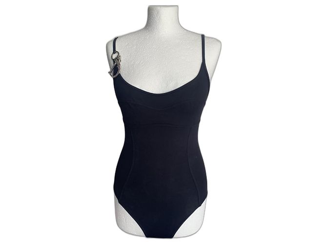 Costume da bagno intero nero Christian Dior con ciondolo D argento