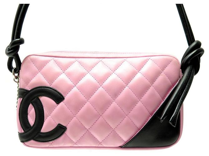 BOLSA CHANEL CAMBON LINE POUCH EM BOLSA DE COURO ACOLCHOADO ROSA