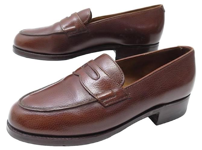 JOHN LOBB CORTEZ SHOES 5C 37.5 LOAFERS BROWN GRAIN LEATHER LOAFERS  ref.1229538