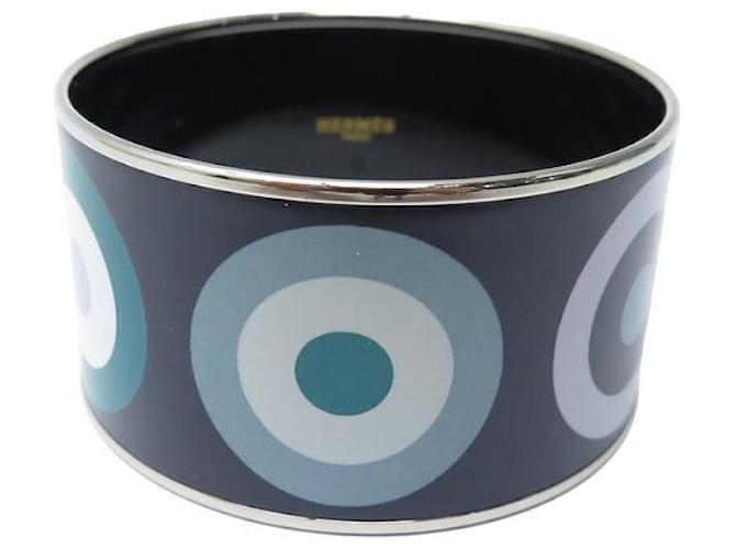 Hermès HERMES ENAMEL BRACELET EXTRA LARGE DANCING CIRCLES BLUE T22 CM ENAMEL BANGLE  ref.1229580