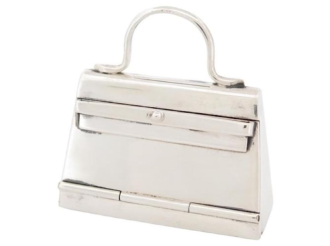 Hermès VINTAGE BOITE A PILULES HERMES PILULIER SAC KELLY EN ARGENT MASSIF 925 PILL BOX Argenté  ref.1229627