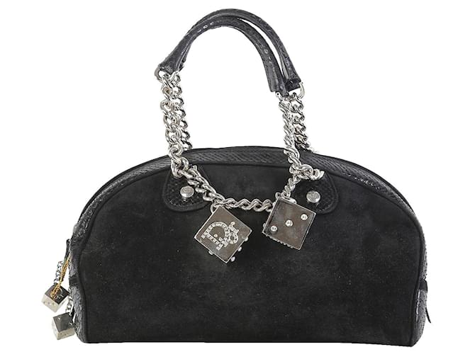 Christian Dior Black Suede And Leather Gambler Bag Python  ref.1229694
