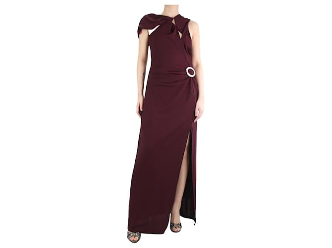 Nicholas Kirkwood Burgundy asymmetrical maxi dress - size UK 14 Red Polyester  ref.1229698