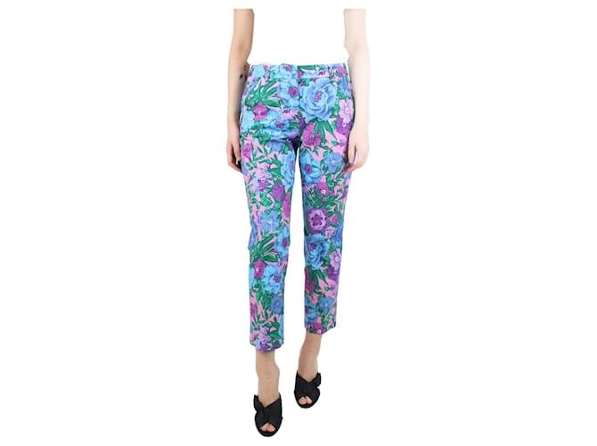 Weekend Max Mara Multicoloured floral tailored trousers - size UK 10 Multiple colors Cotton  ref.1229703