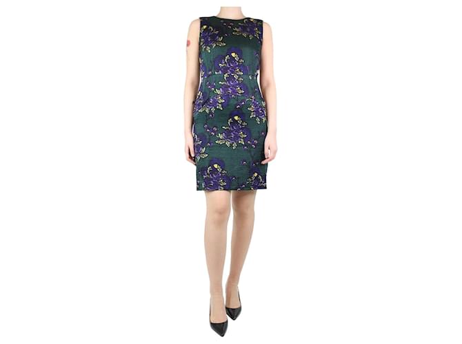 Marni Grünes ärmelloses Kleid aus Wollmischung mit Blumendruck – Größe UK 6 Wolle  ref.1229706