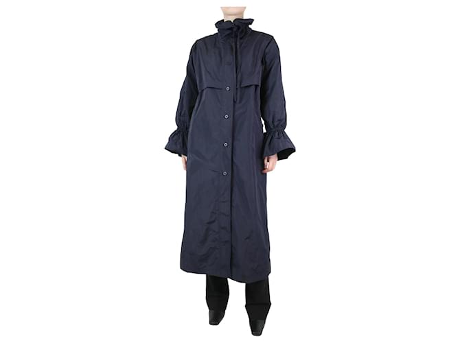 Max Mara Blue high-neck long raincoat - size UK 10 Polyester  ref.1229707