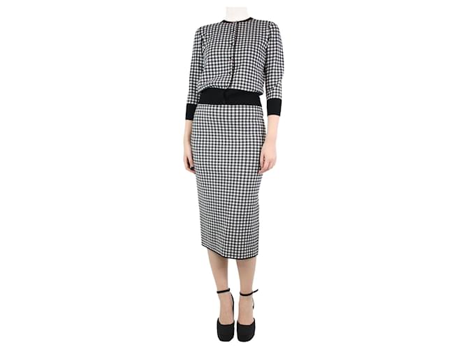 Autre Marque Black and white gingham knit cardigan and skirt set - size S Viscose  ref.1229709