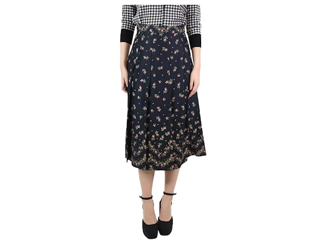 Philosophy Di Alberta Ferretti Black floral pleated skirt - size UK 10 Rayon  ref.1229710