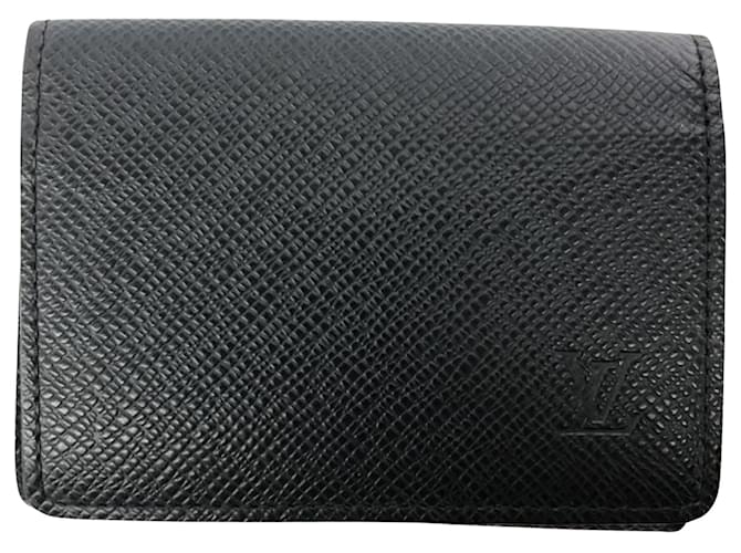 Louis Vuitton Porte carte de visite Black Leather  ref.1229748