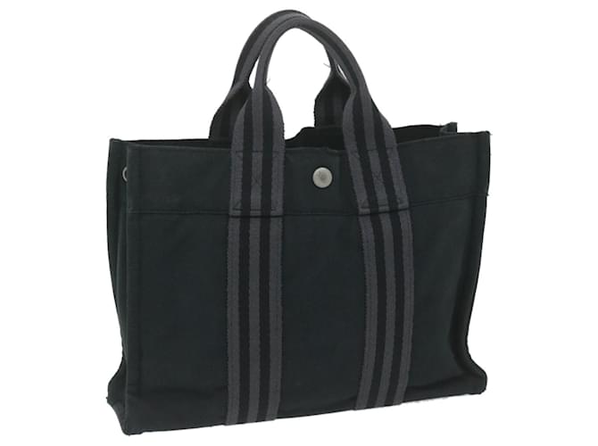 Hermès HERMES Fourre Tout PM Hand Bag Canvas Black Gray Auth bs11543 Grey Cloth  ref.1230101