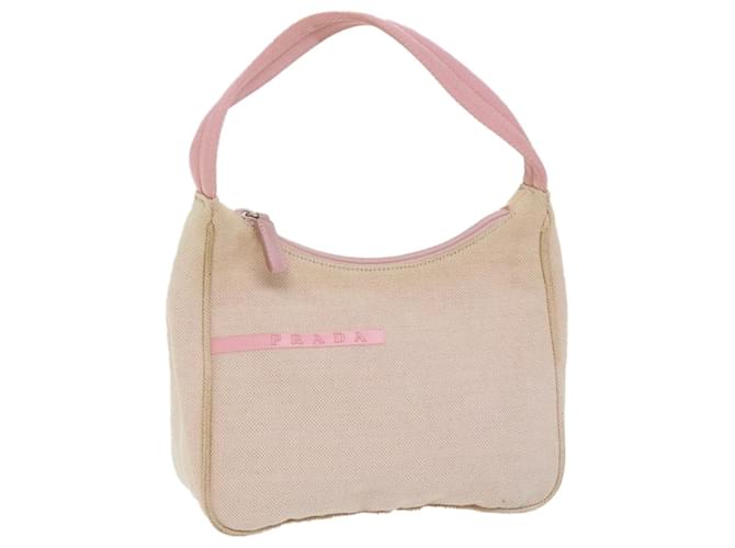 PRADA Sports Hand Bag Canvas Beige Pink Auth bs11578 Cloth  ref.1230121