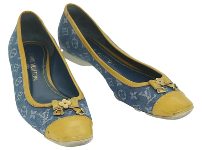 LOUIS VUITTON Monogram Denim Escarpins Chaussures 36 Bleu Jaune LV Auth yk9946  ref.1230131