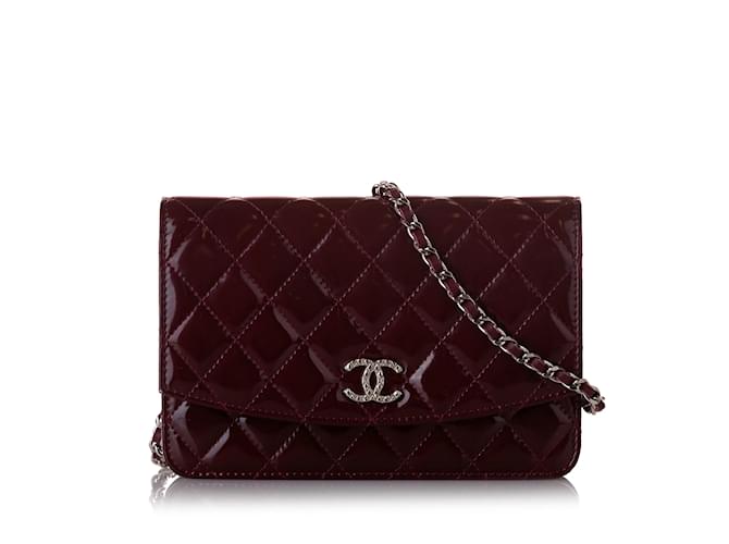 Wallet On Chain CHANEL Sacs à main Lin Rouge  ref.1230266