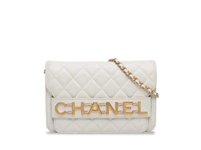 Wallet On Chain CHANEL Handtaschen Weiß Leder  ref.1230371