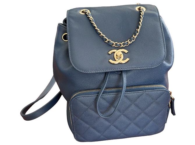 Autre Marque CHANEL Affinity business backpack in caviar leather Blue