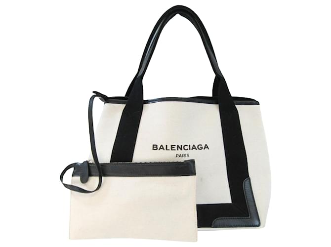 Everyday Balenciaga Navy Cabas White Cloth  ref.1230617