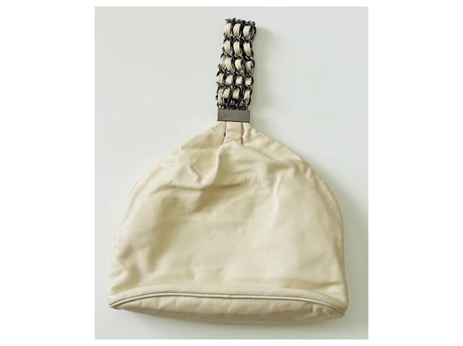Chanel Treble Chain Bag, rare! Cream Silver hardware Leather Metal  ref.1230622