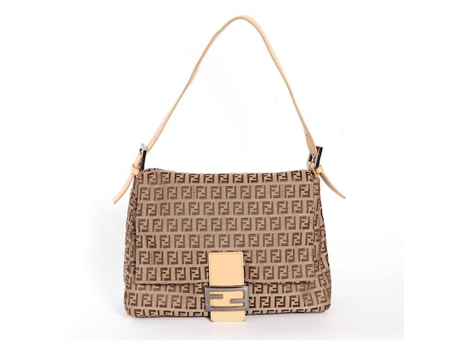 FENDI Zucchino Mamma Handbag Light brown Dark brown  ref.1230672