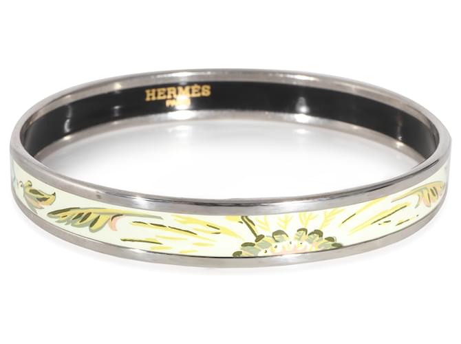 Bracelet plaqué palladium en émail Hermès  ref.1230800