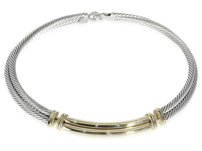 David Yurman Metro Cable Necklace, 14k yellow gold/sterling silver 1/4 ctw  ref.1230807