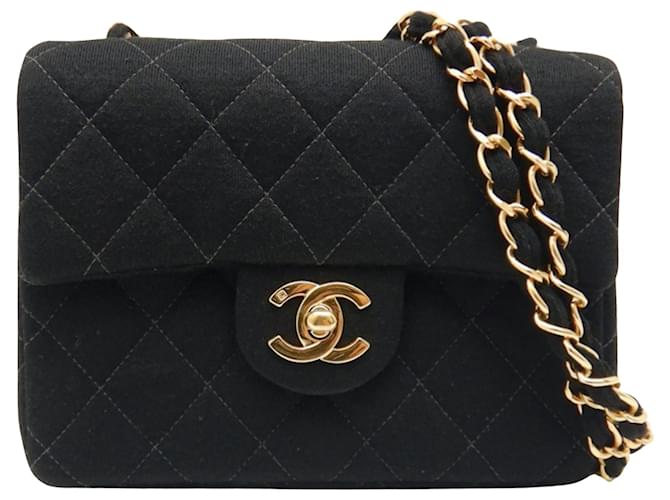 Timeless Chanel flap bag Black Cotton  ref.1230835