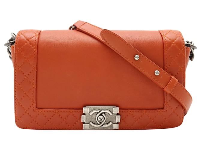 Chanel Boy Orange Leder  ref.1230953