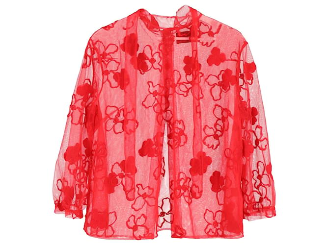 Simone Rocha Embroidered Tulle Blouse in Red Polyamide Nylon  ref.1231054