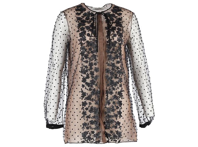 Valentino Garavani Transparente Bluse von Valentino aus schwarzem Nylon