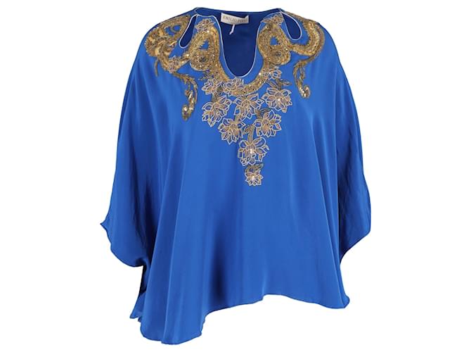 Blusa decorata Emilio Pucci in seta blu  ref.1231056