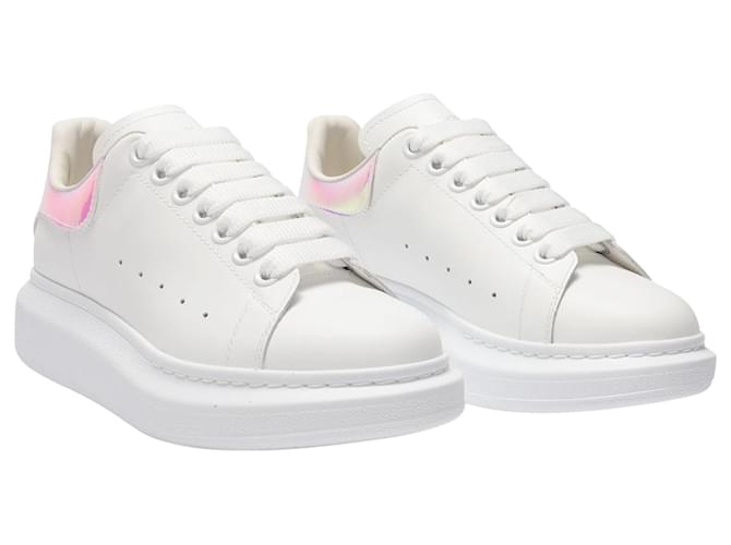 Oversized Sneakers - Alexander Mcqueen - White/Holographic - Leather Pony-style calfskin  ref.1231089