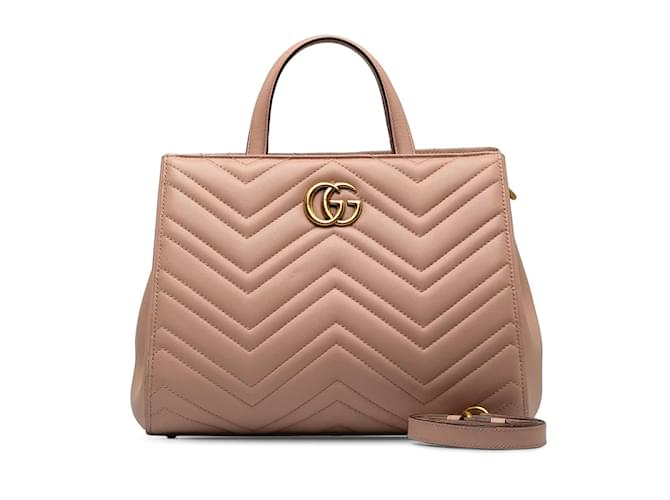 Gucci GG Marmont Double G Leder 2WAY Handtasche Schultertasche in sehr gutem Zustand Pink  ref.1231121