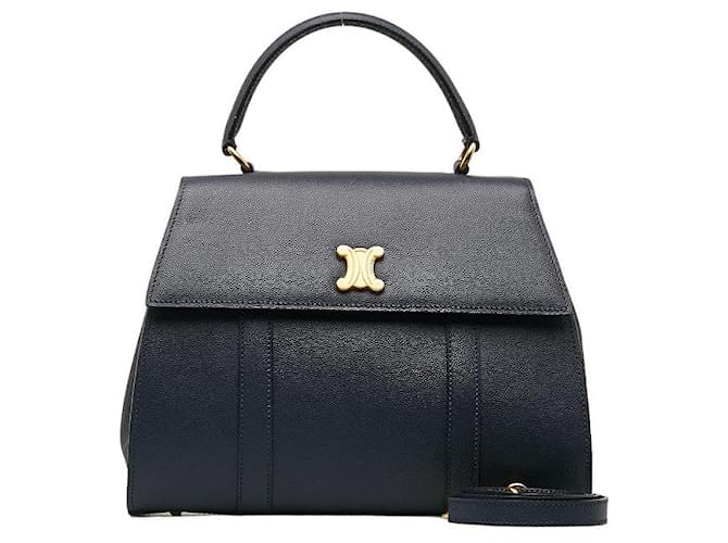 Céline Borsa a mano in pelle Celine Celine Trionf 2Borsa in pelle blu scuro WAY in ottime condizioni  ref.1231137