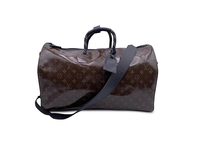 Louis Vuitton Monograma Glaze Keepall Bandouliere 50 Saco M43899 Marrom Lona  ref.1231147