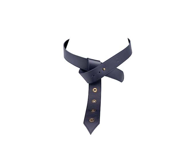Louis Vuitton Taille de ceinture à œillets en cuir noir à nouer 90/36  ref.1231151