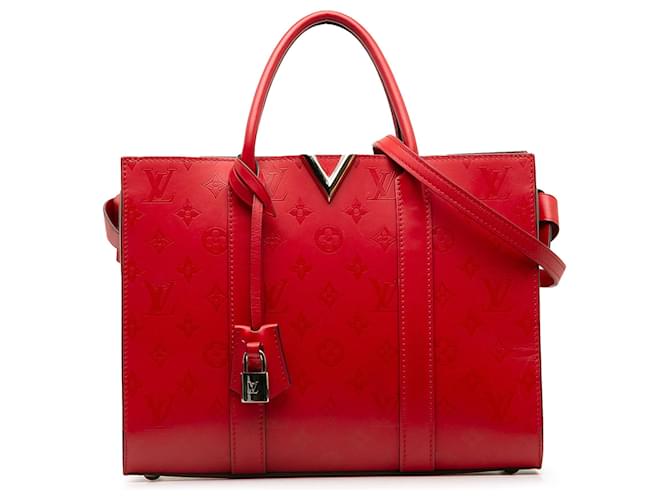 Louis Vuitton Red Monogram Cuir Plume Very Tote MM Leather Pony-style calfskin  ref.1231190