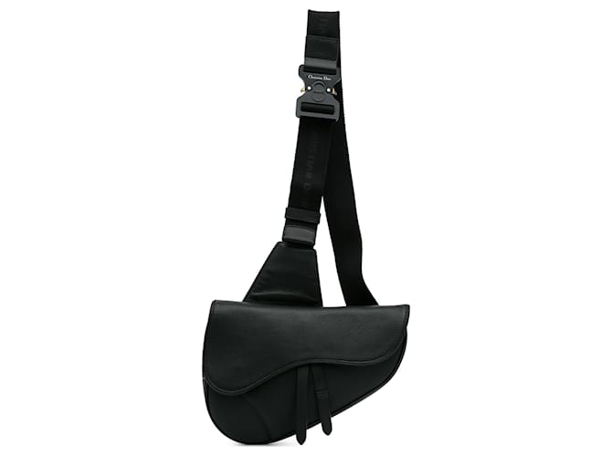 Dior Black Leather Saddle Crossbody Bag Pony-style calfskin  ref.1231208